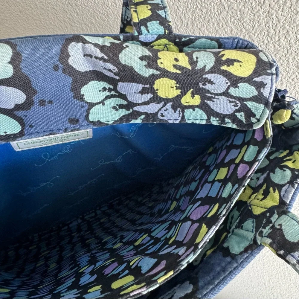 Vera Bradley Indigo Pop Checkpoint Friendly Laptop Tote Bag Blue Floral Fall
